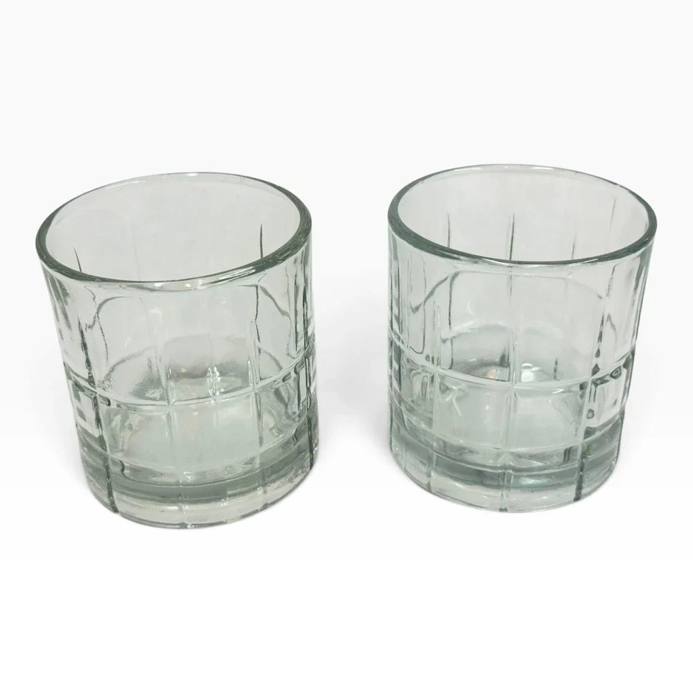 Anchor Hocking Wexford Clear Glass Rocks Lowball Whiskey Tumbler Set of 2